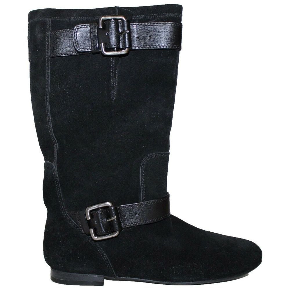 White Mountain Fawn Black Suede Mid-Calf Boots 6 M